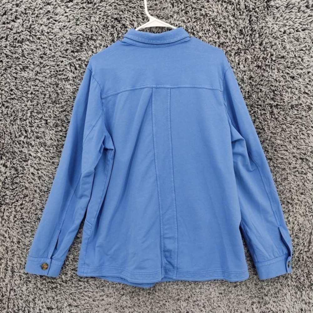 J. Jill Women Coastal Utility Cozy Button Down Shirt Jacket L Tall Blue Shacket - Picture 4 of 16